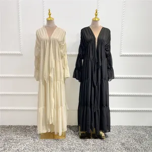 Hiện Đại Hồi Giáo Quần Áo Phụ Nữ Thanh Lịch Voan Hồi Giáo Mở Abaya Dài Ăn Mặc