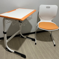 Ensemble de bureaux et chaises d'école modernes en bois avec coussin pour salle de classe et chambre à coucher, qualité commerciale, hauteur réglable, garantie 1 an, Rieman