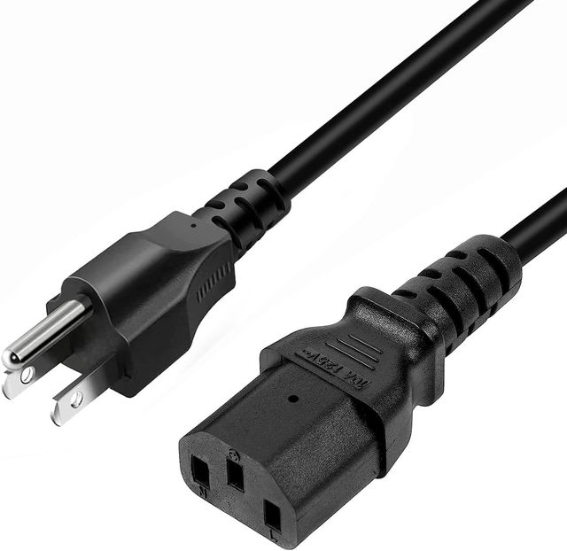 Universal 3 Prong AC Power Cord Cable for PC, TV, Computer, Monitor, Printer, Radio, Appliance & More, 10A, Black Brand New