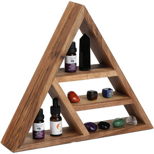 Modern Minimalist Triangular Wooden <b>Wall</b> <b>Mounted</b> Storage <b>Shelf</b> 3 Tier For Miscellaneous Items - Product Image 2