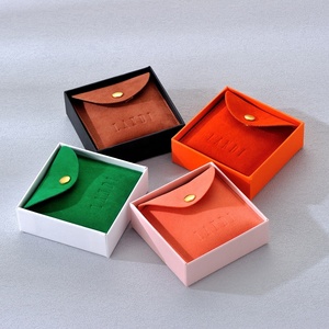 Custom Logo <b>Thick</b> Jewelry Pouch Metal Snap Button Pouch Suede Microfiber Custom Jewelry <b>Cards</b> Packaging Necklace Velvet Pouch - Product Image 1