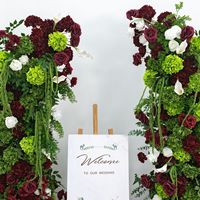 Dekorasi Pernikahan Seri Hutan H552 Burgundy, Dekorasi Lengkung 2m, Hiasan Daun Hijau, Bunga Sutra Merah Buatan, Ramah Lingkungan, Dekorasi Acara