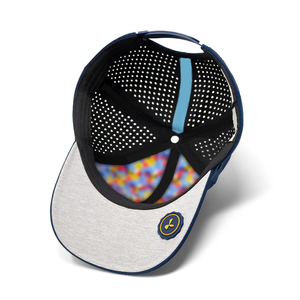 En gros, Casquette 6 panneaux Oxford Terry Sportive Dobby Respirante Imperméable avec Étiquette en Caoutchouc Personnalisée, Broderie et Logo en Cuir <span class=keywords><strong>ML</strong></span> Half Net - Product Image 6