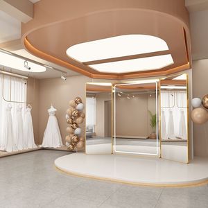 Tùy chỉnh lớn cong gấp ba lần gương váy cưới đứng gương khung nhôm full-length sàn gương - Product Image 2