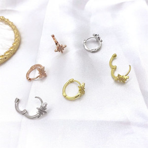 Pendientes de Clip Zhenlu Star, Aleación de Cobre con Incrustaciones de Circonio, Joyería de Moda para Fiestas, Diseño de Ocho Puntas - Product Image 3