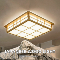 Plafonnier LED en bois massif et acrylique de style japonais - Design moderne, indice de protection IP55, interrupteur 220V pour
