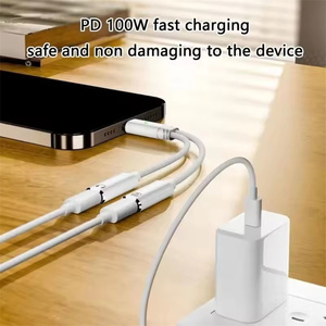 <span class=keywords><strong>Adaptateur</strong></span> audio USB C 2 en 1 vers double prise casque USB C, câble de charge rapide PD 100W pour <span class=keywords><strong>iPhone</strong></span> Samsung Huawei - Product Image 6