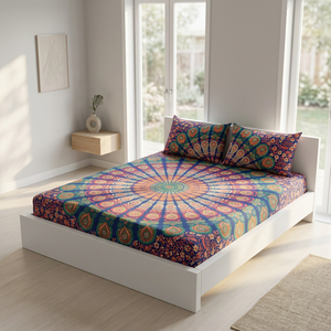 Blue Mandala Customizable Grade All-Season 100% Cotton Geometric Pattern 40 Count Duvet Cover Throw Doona <b>Quilt</b> <b>Indian</b> - Product Image 2
