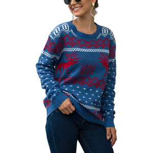 2020 Renne hiver 100% Acrylique <span class=keywords><strong>Amazon</strong></span> Souhaite Jacquard Vacances <span class=keywords><strong>De</strong></span> Noël <span class=keywords><strong>Pull</strong></span> O-cou à manches longues <span class=keywords><strong>pull</strong></span> <span class=keywords><strong>pull</strong></span> Pour Les Femmes - Product Image 1