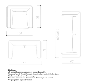 أريكة عصرية مربعة من الجلد الصناعي بمقعد واحد/اثنين/ثلاثة/أربعة مقاعد مع وسائد مربعة وأرجل من الفولاذ المقاوم للصدأ، أثاث متين لغرفة المعيشة - Product Image 6