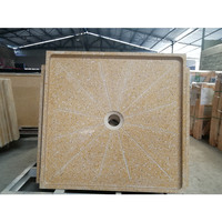 Baki Pancuran Batu Terrazzo Hitam Kustom, Alas Bak Mandi Travertine Kuarsa Granit Marmer untuk Kamar Mandi Hotel