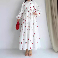 Lf9809009 Robe du Moyen-Orient à manches longues et imprimé de fruits