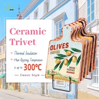 Tapis de table en céramique, 4 pièces, design personnalisé, impression de fruits, tapis étanche, napperon pour pots et poêles chauds