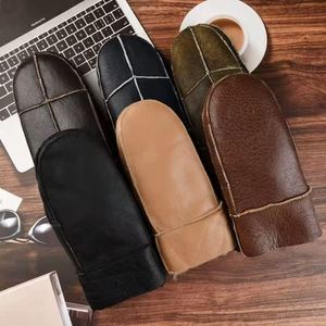 <span class=keywords><strong>Gants</strong></span> d'hiver en peau <span class=keywords><strong>de</strong></span> mouton chauds pour hommes et femmes, style identique, bordure en peluche, <span class=keywords><strong>gants</strong></span> d'hiver en cuir à doigts connectés - Product Image 3