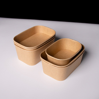 Ensemble de contenants alimentaires jetables de 3 tailles, boîte à repas rectangulaire en kraft avec couvercles, logo personnalisé OEM, vente en gros, boîte alimentaire écologique