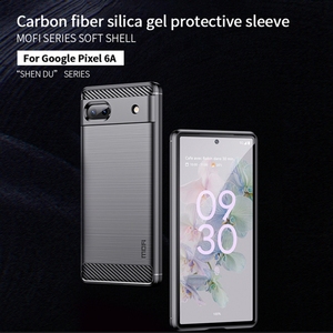 For <strong>Google</strong> Pixel 6A MOFI Gentleness Brushed Carbon <strong>Fiber</strong> Soft TPU Case(Black) - Product Image 4