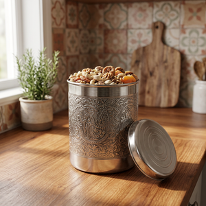Conteneur alimentaire rond en métal 10-20L, boîte de rangement hermétique au design minimaliste pour la cuisine, lot de 2 - Product Image 5