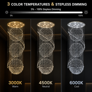 <span class=keywords><strong>Lampadario</strong></span> <span class=keywords><strong>Moderno</strong></span> in Cristallo a Spirale Sferica, Lampada a Sospensione per Soffitti Alti, Ideale per Hotel, Scale, Ingressi e Atri - Product Image 2