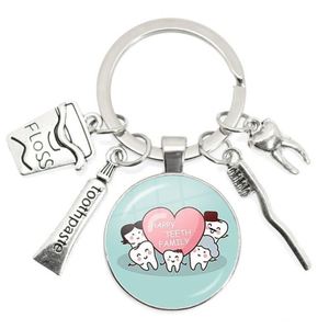 Porte-clés promotionnel de soins dentaires, pendentif dentaire en verre et métal tendance, 25 mm, cadeau, image personnalisée disponible - Product Image 3