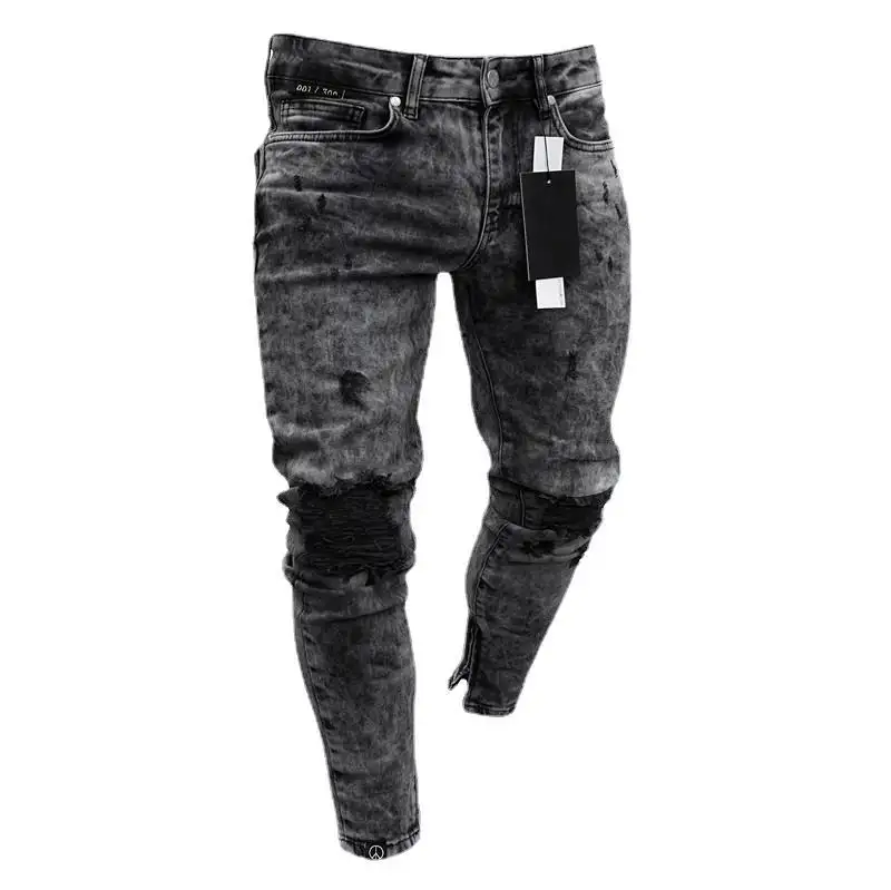 Custom mens jeans 2022 men ripped skinny jeans designer denim black pants jeans men