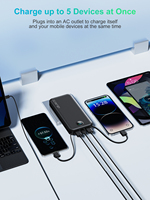 Avec affichage numérique LED Chargeur AC Portable d'urgence 10000mAh Grande capacité Câble intégré Banques d'alimentation extérieures à charge rapide