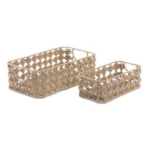 Rattan <b>Storage</b> <b>Basket</b> Rectangle With Handle For Desktop Organization Small Size - Product Image 4