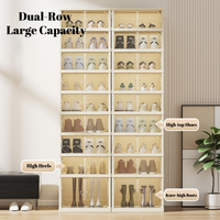 Boîtes de rangement pliables pour chaussures à plusieurs niveaux, organisateur de placard, étagère en plastique transparent pliable pour le salon, étagère à chaussures empilable