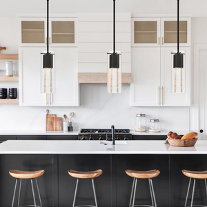 Suspension moderne pour îlot de cuisine et salle à manger, abat-jour en verre noir mat, luminaires suspendus au plafond pour <span class=keywords><strong>chevet</strong></span> - Product Image 2
