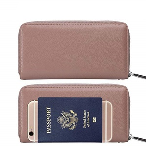 Custom Women's <b>RFID</b> <b>Blocking</b> Leather Zip Around <b>Wallet</b> Large Phone Holder Clutch Travel Purse Wristlet - Product Image 3