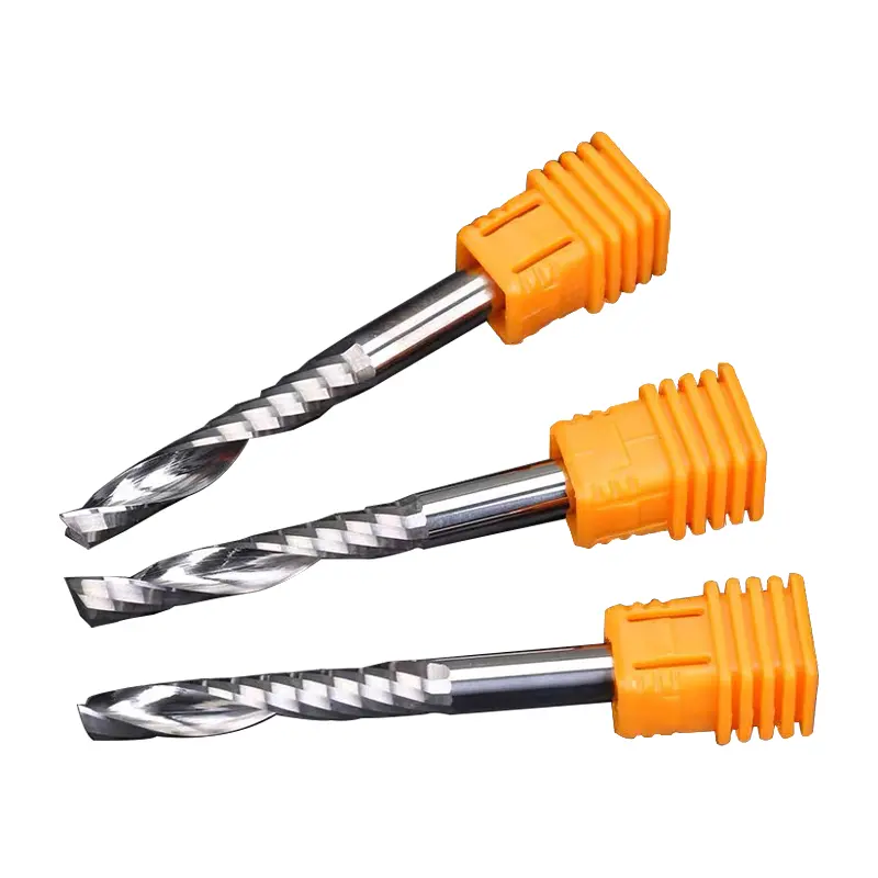 Jinchuan Router Spiral Bit Suling Tunggal CNC, Peralatan CNC Tungsten Baja dengan Lapisan Warna Bit Router