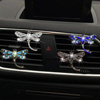 Très belle pince à évent de voiture en forme de libellule parfum métal et strass matériel voiture solide diffuseur parfum d'air