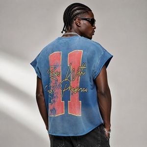 Custom Cut Edge Gym Vest <b>Shirts</b> 100% Cotton <b>Sleeveless</b> Oversized Sports Tank Top Summer Crop Men <b>T</b>-<b>shirt</b> Streetwear Eco-Friendly - Product Image 2