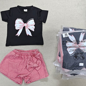 Conjunto de Ropa para Niñas de 0 a 3 Años, Camiseta de Algodón con Lazo, Culottes de Mezclilla con Abertura, 2 Piezas, Ropa para Niños, Conjuntos de Ropa para Bebés - Product Image 3