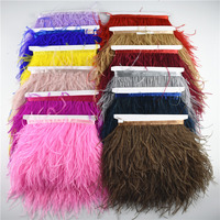 10 mètres plumes d'autruche sur ruban 10-15CM garniture de plumes Boa vêtements robe couture Costume blanc frange jupe décor accessoires