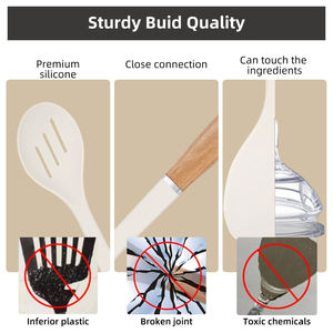Wholesale Food Grade High Heat Resistant Cooking Utensils Gadget Set <b>Silicone</b> Kitchen Utensils with Rotating Stand - Product Image 5