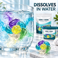 Capsules de lessive liquide 8g à 6 compartiments, emballage personnalisé, OEM, marque privée, pour les marques de produits de lavage au détail