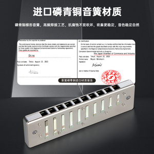 Armónica Blues Feifan Le-ma20 de 10 Orificios en Clave de Do, Instrumento Profesional de Metal para Principiantes y Avanzados - Product Image 4