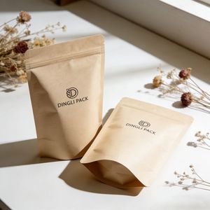 Digital Printing Recycled Kraft Stand up Pouch <b>Bags</b> with Window and no Foil Heat Sealable Zip Lock Food <b>Bag</b> - Product Image 4