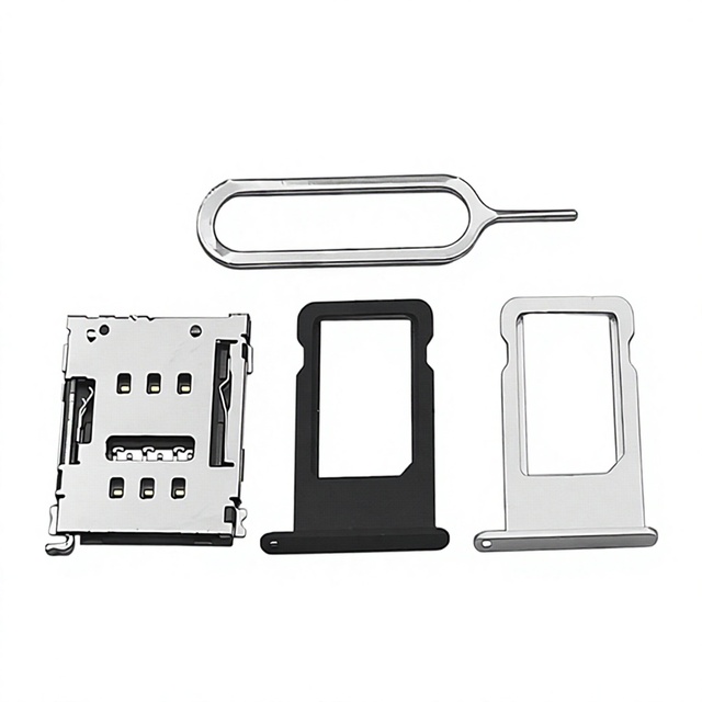 6Pin Waterproof Nano SIM Card Holder Drawer-Type SIM Tray with Detect Switch in Black/Silver for IoT Equipment