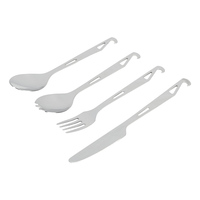Ustensiles de camping OEM ODM, ensemble de couverts pliables en acier inoxydable 4 pièces avec crochet
