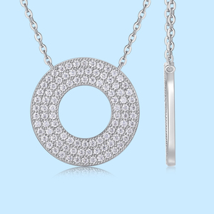 สร้อยคอเงินแท้ S925 ประดับเพชรโมอิสซาไนต์ทรงวงกลม: ดีไซน์โดนัทเรียบง่าย ปรับขนาดได้ สร้อยคอเครื่องประดับชั้นดี - Product Image 2