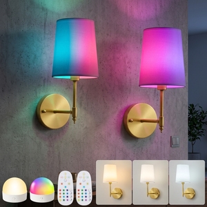 Lampe murale sans fil rechargeable en gros, applique murale, 12 couleurs RVB, télécommande à intensité variable et ampoule LED rechargeable 6000 mAh pour chevet - Product Image 2