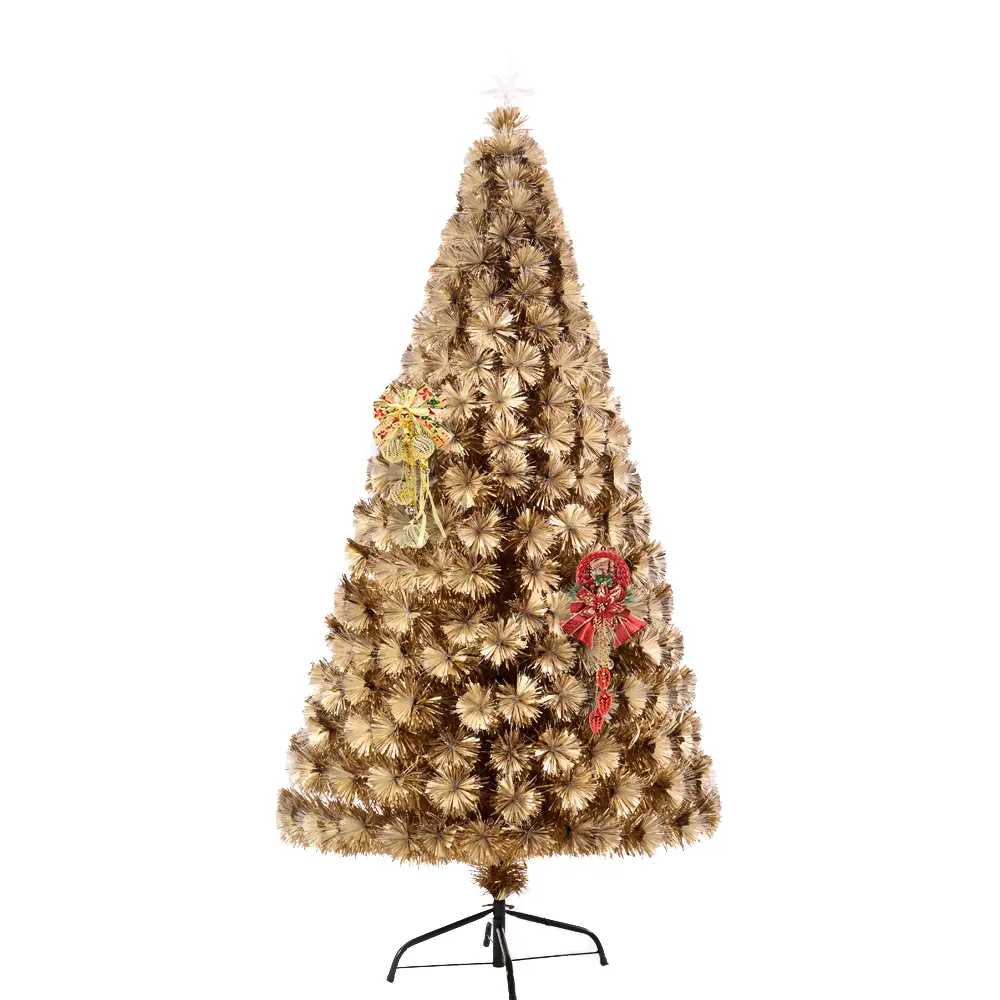 7ft Factory Direct Sale Can Be Customized PVC Gold Foil Pine Needle Decoration with Base Christmas Tree