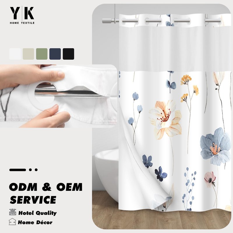 Hookless Custom Watercolor Floral Prints Shower
