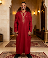 CCY Automne Afrique Nigeria Thobe brodé pour homme avec chapeau, Robe de fête à manches longues Kanzu Boubou Homme Premium Koshibo à capuche Baifa