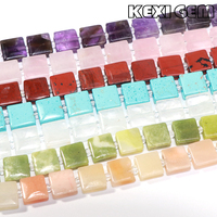 Vente en gros de perles de pierre naturelle cubique cornaline jade cristal améthyste pierres précieuses carrées plates entretoises en vrac pour la fabrication de bijoux à bricoler soi-même