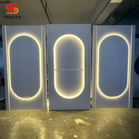 Panneau de fond de scène de mariage lisse avec éclairage LED, mur de fond de scène de mariage, support d'arche rond en acrylique blanc pour la décoration de fête