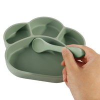 Assiette pour bébé en silicone souple en forme de patte de chat - Assiette de repas pour enfants écologique et sûre