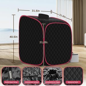 Sauna Portátil de Infrarrojos Lejanos con Logotipo Personalizado, Calefacción Eléctrica para Uso en Casa u Oficina, Negra con Detalles Rosados - Product Image 3