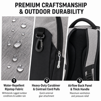 Sac à dos de sport décontracté tendance pour hommes, grande capacité, sac de voyage avec mousqueton, sac à dos d'extérieur imperméable